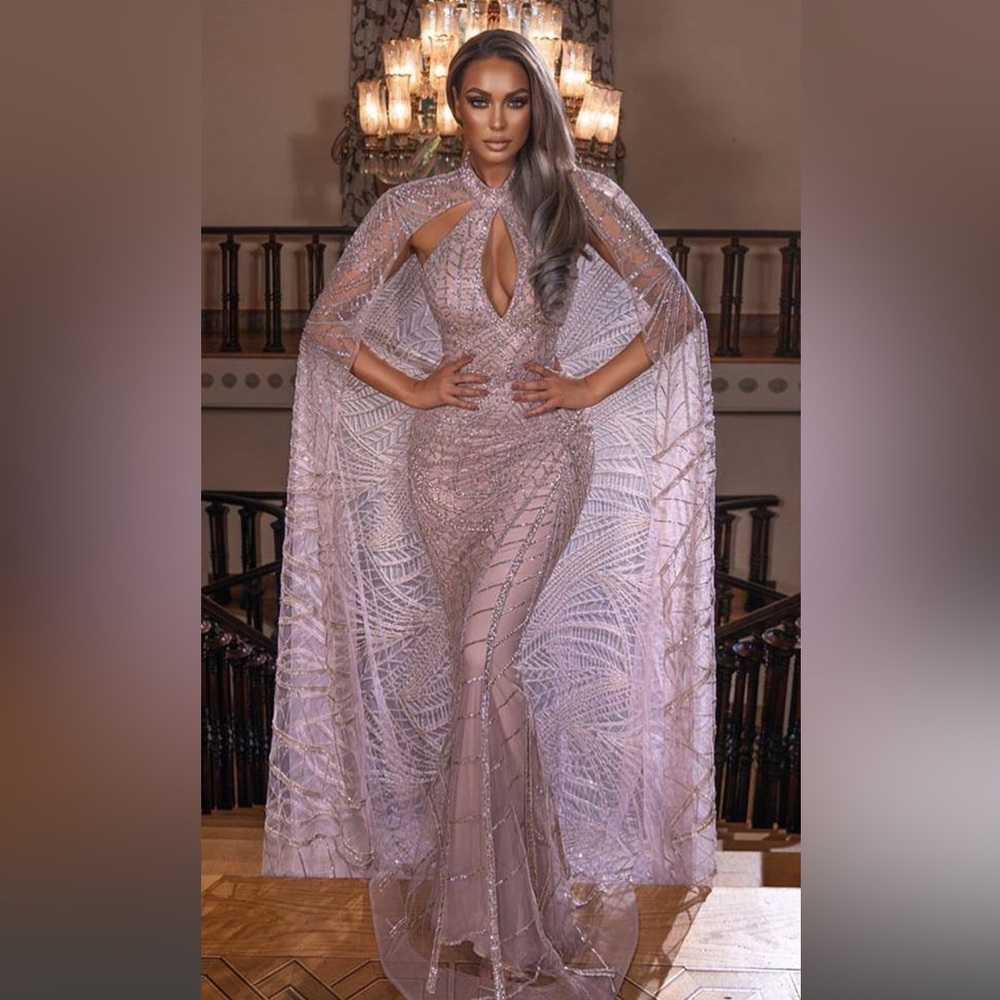 Catwalk couture dusty rose dress